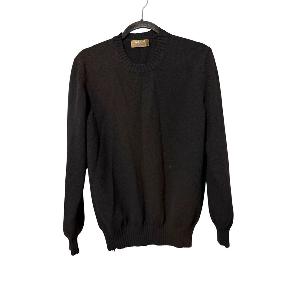 Dalmine Plus Merino Wool Cashmere Sweater Black Crew Neck Made In Italy 1X